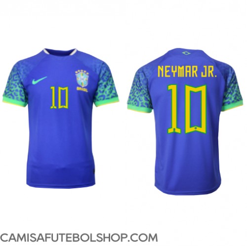 Camisa de time de futebol Brasil Neymar Jr #10 Replicas 2º Equipamento Mundo 2022 Manga Curta